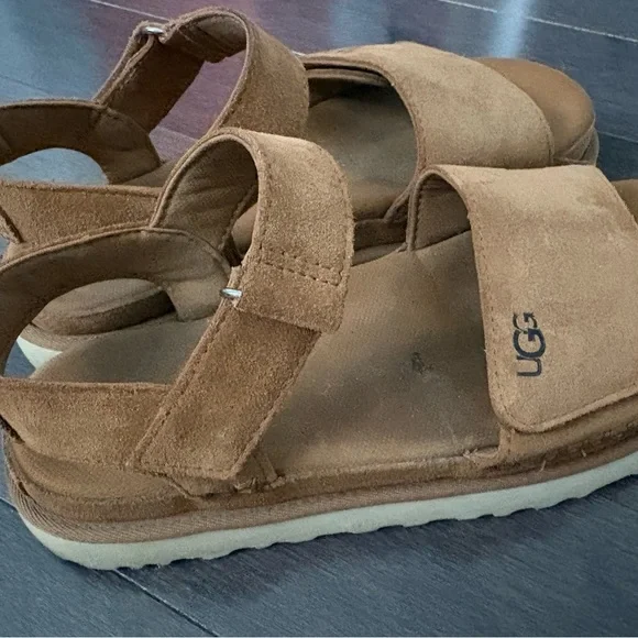 UGG Golden Star Chestnut Suede Adjustable Strap Sandals - Picture 3 of 4